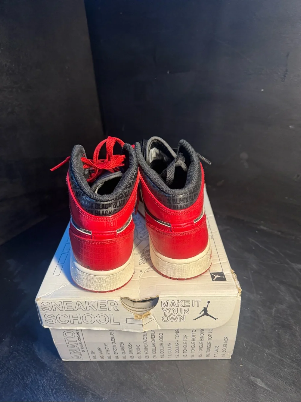 Jordan StyleHigh-Top Sneakers in Black & Red
